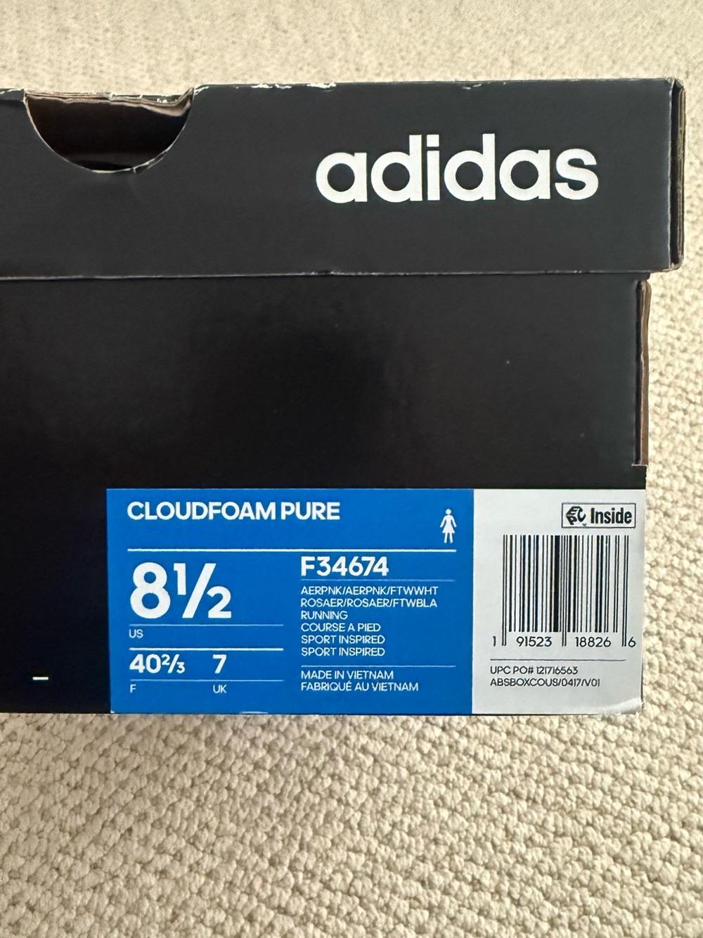 Adidas Women’s Cloudfoam Pure Running Shoes - Pink. NEW